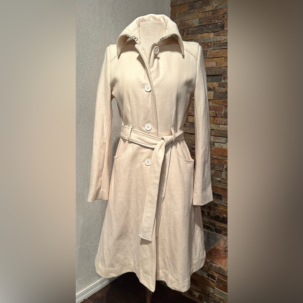 Belted Wool Coat - Cream